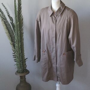 Out Brook Vintage brown trench coat with removable plaid flannel lining